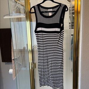 Tommy Bahama Black and White Striped Midi Dress